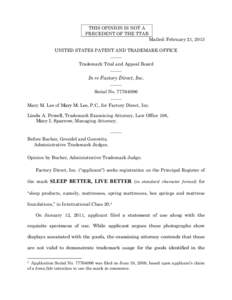 Tempur-Pedic / Civil law / Trademark / Marketing / Mattress / Serta / United States Patent and Trademark Office / United States trademark law / Law / Intellectual property law