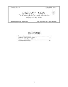 Issue No. 85  “February” 2013 DISTAN T EKOs The Kuiper Belt Electronic Newsletter