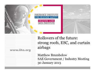 www.iihs.org  Rollovers of the future: strong roofs, ESC, and curtain airbags Matthew Brumbelow