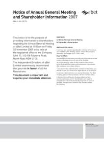 Notice of Annual General Meeting and Shareholder Information 2007 ABNThis notice is for the purpose of providing information to shareholders