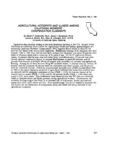 Poster Abstracts,  AGRICULTURAL ACCIDENTS AND ILLNESS AMONG CALIFORNIA WORKERS’ COMPENSATION CLAIMANTS
