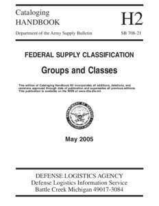 Cataloging HANDBOOK H2  Department of the Army Supply Bulletin