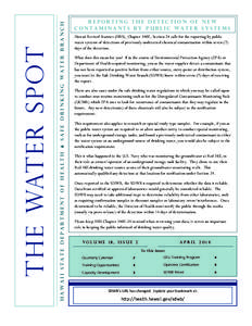 Hawaii state department of health  safe drinking water branch  The Water Spot Reporting the Detection of New Contaminants by Public Water Systems