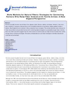 Niche Markets for Natural Fibers: Strategies for Connecting Farmers Who Raise Fiber Animals with Textile Artists—A New England Perspective