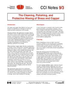 CCI Notes 9/3 The Cleaning, Polishing, and Protective Waxing of Brass and Copper Introduction  Work Space