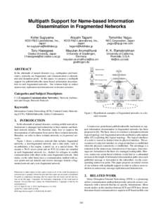 Multipath Support for Name-based Information Dissemination in Fragmented Networks Kohei Sugiyama Atsushi Tagami