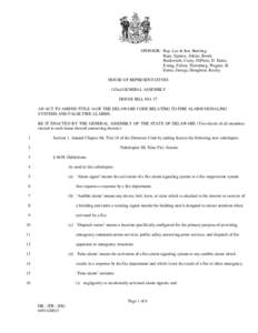 SPONSOR: Rep. Lee & Sen. Bunting; Reps. Spence, Atkins, Booth, Buckworth, Carey, DiPinto, D. Ennis, Ewing, Fallon, Thornburg, Wagner, B. Ennis, George, Houghton, Keeley HOUSE OF REPRESENTATIVES