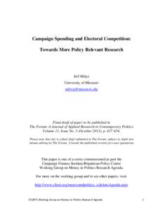 Independent / Congressional stagnation in the United States / Campaign finance / Campaign finance reform in the United States / Campaign Finance Institute