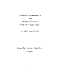 Submission on Compensation for Justices of the Peace in the Province of Alberta