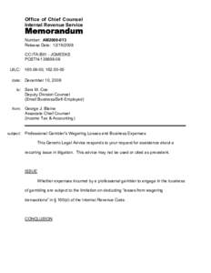 Office of Chief Counsel Internal Revenue Service Memorandum Number: AM2008-013 Release Date: [removed]