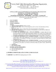 Lewis--Clark Vaalley Mettropolitaan Planniing Organ nization PO P Box 759 – Asotin WA A – 99402 Telephoone[removed]
