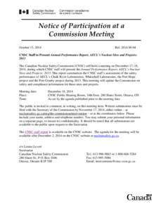 Notice of Participation at a Commission Meeting October 15, 2014 Ref[removed]M-04