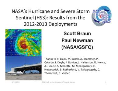 NASA’s&Hurricane&and&Severe&Storm& Sen4nel&(HS3):&Results&from&the& 2012@2013&Deployments& Scott Braun Paul Newman (NASA/GSFC)