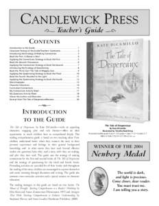 CANDLEWICK PRESS iTeacher’s Guide i CONTENTS Introduction to the Guide . . . . . . . . . . . . . . . . . . . . . . . . . . . . . . . . . . . . . 1 Classroom Testing of the Guide/Teachers’ Comments . . . . . . . . . .