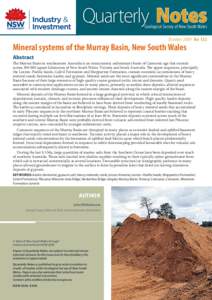 Quarterly   Notes Geological Survey of New South Wales October 2009 No 132  Mineral systems of the Murray Basin, New South Wales
