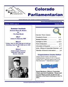 Colorado Parliamentarian Official Publication of the Colorado Association of Parliamentarians www.ColoradoParliamentarian.org Volume XXXIV, Issue 8