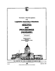 First Session - Thirty-Fifth Legislature of the Legislative Assembly of Manitoba  DEBATES