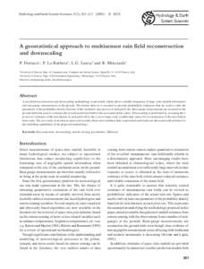 Hydrology and Earth System Sciences, 5(2),A201–) © EGS geostatistiical approach to multisensor rain field reconstruction and downscaling