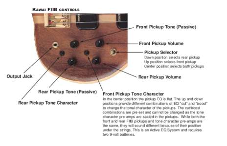 KAWAI FIIB  CONTROLS Front Pickup Tone (Passive)