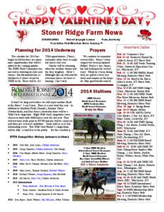 February 1, 2013  Stoner Ridge Farm News[removed]Robert & Lyngle Lawson Paris, Kentucky