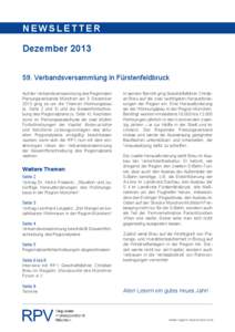 NEWSLETTER Dezember[removed]Verbandsversammlung in Fürstenfeldbruck Auf der Verbandsversammlung des Regionalen Planungsverbands München am 3. Dezember 2013 ging es um die Themen Wohnungsbau