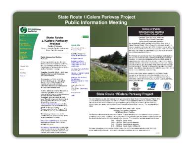 State Route 1/Calera Parkway Project  Public Information Meeting State Route 1/Calera Parkway Project