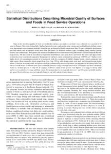 162 Journal of Food Protection, Vol. 67, No. 1, 2004, Pages 162–167 Copyright q, International Association for Food Protection Statistical Distributions Describing Microbial Quality of Surfaces and Foods in Food Servic