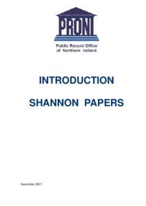 INTRODUCTION SHANNON PAPERS November 2007  Shannon Papers (D2707)