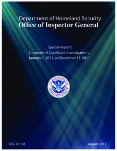 OIG – [removed]Special Report: Summary of Significant Investigations January 1, 2011, to December 31, 2011