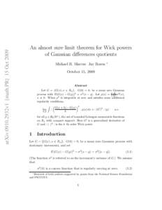 arXiv:0910.2932v1 [math.PR] 15 OctAn almost sure limit theorem for Wick powers of Gaussian differences quotients Michael B. Marcus Jay Rosen