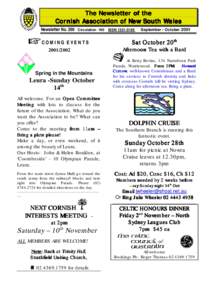 The Newsletter of the Cornish Association of New South Wales Newsletter No. 266 Circulation 190