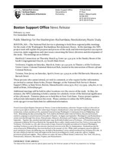 National Park Service Northeast Region U.S. Department of the Interior Boston Support Office Stewardship &