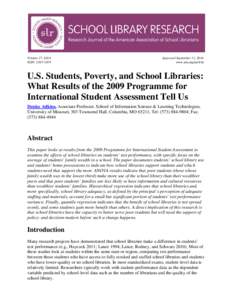 Volume 17, 2014 ISSN: [removed]Approved September 11, 2014 www.ala.org/aasl/slr