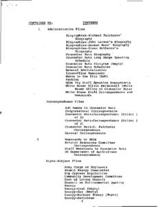 White House Central Files, Staff Member and Office Files: Earl Butz Folder Title List