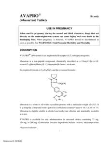 Avapro (irbesartan) tablets label