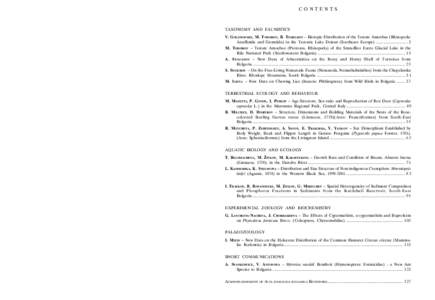 CONTENTS  Instructions to the Authors General Information Submissions to Acta zoologica bulgarica can be works with subject matter dealing with the basic fields of zoology, ecology of aquatic and land animals, parasitolo