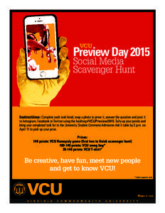 VCU  Preview Day 2015 Social Media Scavenger Hunt