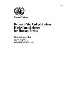 A[removed]United Nations Report of the United Nations High Commissioner