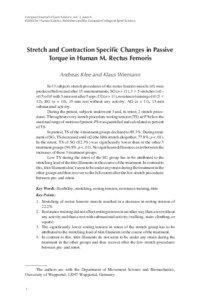 European Journal of Sport Science, vol.Changes 2, issue 6 in Passive Torque in Human M. Rectus Femoris / 1 ©2002 by Human Kinetics Publishers and the European College of Sport Science