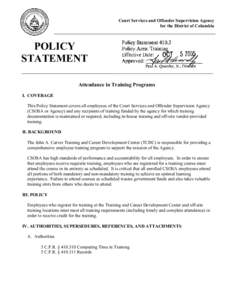 Attendance in Training Programs, Policy Statement 410.3