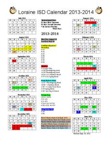 Loraine ISD Calendar[removed]July 2013