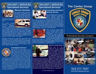 SECURITY SERVICES  Specialized Services Rescue Services