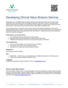 Developing Clinical Value Streams Seminar