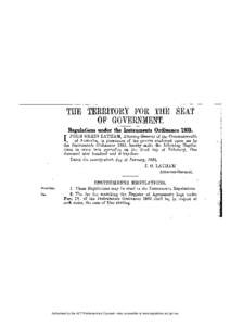 THE TERRITORY FOR THE SEAT OF GOVERNMENT. Regulations under the Instruments Ordinance[removed]O H N G E E I G LATHAM, Attorney-General of the Commonwealth Ithe, JInstruments of Australia, in pursuance of the powers conferr