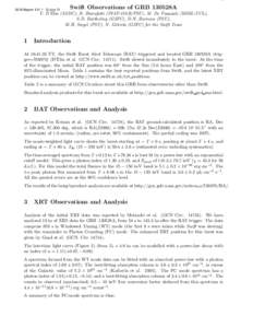 1 GCN Report[removed]Jun-13 Swift Observations of GRB 130528A  V. D’Elia (ASDC), B. Sbarufatti (INAF-OAB/PSU), M. De Pasquale (MSSL-UCL),