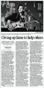 Herald photo by David Rossiter  Robb Nash shares his dramatic and inspirational story to staff and students at Lethbridge College Tuesday. Nash has been speaking to young people and making music since almost dying in an 