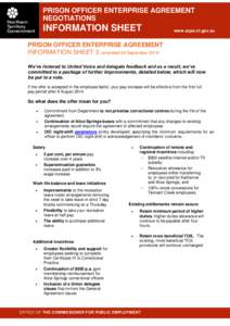 PRISON OFFICER ENTERPRISE AGREEMENT NEGOTIATIONS INFORMATION SHEET  www.ocpe.nt.gov.au