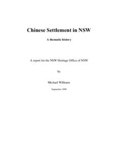 Chinese Settlement in NSW A thematic history A report for the NSW Heritage Office of NSW  by