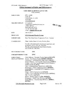 K[removed]page 1 of 4  I.TS. GmbH[removed]k) Summary[removed]k) Summary of Safety and Effectiveness SAFE MEDICAL DEVICES ACT OF 1990