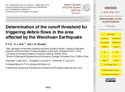 This discussion paper is/has been under review for the journal Natural Hazards and Earth System Sciences (NHESS). Please refer to the corresponding final paper in NHESS if available. Discussion Paper  Nat. Hazards Earth 